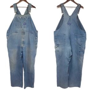 BIG SMITH Mens Distressed Denim Bib Overalls Farm Chore Carpenter Grunge Size 48
